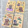 Cuaderno de Dibujos Animados con Forma Especial para Estudiante, Cuaderno de Copia de Lado Suave con Rayas, Cuaderno Portátil Lindo para Niños con Bolsillo de Solapa, Papelería