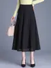 Saia Midi Evase com Patchwork de Renda para Mulheres, Nova Coleção Outono/Inverno 2026, Elegante de Cintura Alta, Afinando, com Drapê