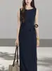 Vestido Elegante e Estiloso de Algodão e Linho com Amarração na Cintura para Mulheres, Versátil para o Trabalho e Uso Casual