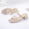 Sandalias de Tacón Grueso Más Vendidas en Stock para Mujer 2025 Verano Nuevas de Tacón Bajo Estilo Hada Versátiles para Exteriores sin Cierre de Moda