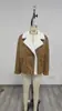 Abrigo de moda para mujer de otoño e invierno europeo y americano, estilo vintage de lana de cordero suelto y cálido, nueva prenda exterior cruzada para mujer