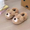 Chinelos fofos de urso de desenho animado com dedos abertos para uso doméstico e externo, chinelos de algodão estilo casal, antiderrapantes, quentes, pantufas felpudas para mulheres