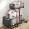 Organizador para Debajo del Fregadero de Cocina Estante de Almacenamiento de Doble Capa Extraíble Estante Integrado en Gabinete Organizador de Cajones de Baño