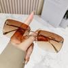 Nuevas gafas de sol sin marco de metal transfronterizas, gafas de moda europeas y americanas, gafas de sol de moda con montura cuadrada de diamantes con letra F para mujer