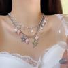 Sweet Cool Spice Girls Colar de duas camadas de concha estrela do mar gota d'água estilo férias de verão feminino leve luxo nicho empilhado corrente de clavícula na moda