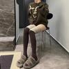 Medias de costura Malla lijada Calcetines populares hasta la rodilla Costura negra y gris Calcetines cálidos de otoño e invierno Combinan con todo Imprescindibles para chicas populares Mujeres