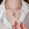 Collar Colgante Cuadrado con Forma de Corazón y Goteo de Aceite Incrustado de Diamantes, Cadena para Clavícula Moderna, Sencilla, Versátil, Lujo Ligero, Joyería de Alta Gama al por Mayor