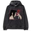 Sudadera con capucha holgada de gran tamaño con estampado de batik lavado de Naruto de animación clásica japonesa de otoño e invierno