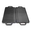 Placa Teppanyaki Rectangular de Hierro Fundido para Uso Doméstico y Exterior, Olla para Barbacoa, Placa para Barbacoa de Doble Cara para Filete y Pulpo