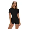 Traje de Yoga de Manga Corta de Alta Gama de Secado Rápido, Ajustado, Europeo y Americano, Nuevo, Shorts de Yoga Deportivos para Exteriores