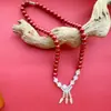Pulseira Borboleta de Cinábrio Sintético Colar de Três Peças Gancho de Orelha Pulseira Feminina Presente de Aniversário Vidro Joias para Estudantes Atacado