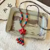 Collar Boho de Cerámica con Cuentas de Colores Estrella de Mar para Mujer Estilo Étnico Retro Cuerda Trenzada Largo Accesorios de Verano