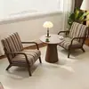 Cadeira Sofá Individual Retrô Sala de Estar Quarto Cadeira Preguiçosa de Lazer Recepção de Hotel Combinação de Mesa de Chá e Cadeira de Madeira Maciça Varanda