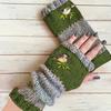 Guantes de Punto Cálidos y de Moda para Mujer de Otoño e Invierno, Guantes Cálidos para Exteriores de Medio Dedo con Hilo Acrílico y Diseño de Bloques de Color, Transfronterizo