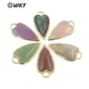 WT-P1862 Colgante Popular Exquisito Piedra Brillante/Amatista/Cuarzo Rosa Multicolor Diseño de Corazón Largo