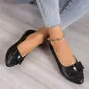 Novos Sapatos Versáteis de Bico Fino e Salto Baixo para Mulheres da Primavera de 2026, Elegantes com Laço e Strass, Confortáveis para Mães que Trabalham, Tamanho Grande