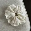 Goma para el pelo plisada de encaje color crema dulce estilo coreano para mujer, Cinchuelo de alta gama para coleta baja, Nuevo accesorio para el cabello