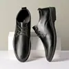 Sapatos de Couro Masculinos Pretos Casuais para Trabalho Moda Simples Melhores Sapatos para Noivo Versátil com Cadarço Solado Macio Antiderrapante Sapatos Masculinos