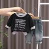 Ropa de Otoño para Bebé 2025 1-4 Años Niño Sudadera Casual Cuello Redondo Manga Larga Conjunto de Dos Piezas Jeans para Niños