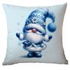 Nova Fronha de Travesseiro de Natal Transfronteiriça Inverno Azul Alto Estampa de Gnomo Papai Noel Travesseiro de Sofá para Casa