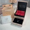 Caja de rosas de doble capa con 9 flores, caja de flores, lápiz labial, collar, anillo, caja de regalo de San Valentín para el cumpleaños de la novia.