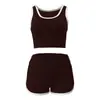 Conjunto de Yoga de Verão para Mulheres Shorts para Treinamento de Pilates Corrida Matinal Costas nadador Alça com Bojo Top Shorts