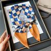 Nuevo patrón geométrico sarga bufanda de moda primavera y otoño estilo occidental diadema decorativa cinta de doble propósito biselada decoración