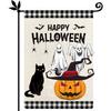 Bandeira de Jardim Transfronteiriça Bandeira de Jardim Impressa Dupla Face em Linho Bandeira de Jardim Gato Castelo Abóbora de Halloween Sem Mastro Venda por Atacado