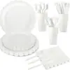 Amazon platos de papel de encaje de color sólido, servilletas de papel, decoraciones para fiestas, platos de papel desechables, vasos de papel, servilletas de papel, cubiertos, tenedores y cucharas