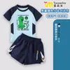 Conjunto de Roupa de Banho Infantil Masculina de Manga Curta Duas Peças Minecraft com Proteção Solar e Secagem Rápida