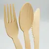 Cuchillo Tenedor Cuchara de Bambú Desechables Vajilla Biodegradable Cuchara para Pastel Tenedor para Filete Utensilios de Bambú Ecológicos Compostables