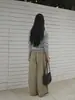 Pantalones de Pierna Ancha Primaverales Evertrue para Mujer, Pantalones Largos Delgados Estilo Coreano con Cintura Alta Fluida, Pantalones Sueltos de Algodón Puro 93795