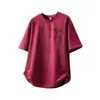 Nova Camiseta de Camurça Manga Curta Estilo Chinês para Homens, Verão Bambu Flor Queimada Meia Manga, Estilo Chinês Solta Tamanho Grande Manga de Quarto