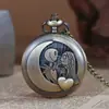 Directo de fábrica en stock comercio exterior retro bronce grande hueco calavera pareja reloj de bolsillo movimiento de cuarzo