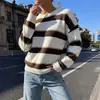 TEMU Nuevo Suéter de Punto Retro Americano Otoño/Invierno 2026 Europeo y Americano Suéter Rayado Holgado de Hombro Caído de Manga Larga con Cuello Redondo para Mujer