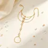 Ornamentos Transfronteiriços Europeus e Americanos Estilo Minimalista Moderno Pulseira Versátil com Strass Dupla Face para Mulheres Pulseira de Dedo Conectada com Strass Inlaid Multicamadas