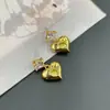 Brincos de Zircônia em Formato de Coração Femininos Novo Estilo, Brincos de Luxo, Design de Nicho, Brincos Únicos e Estilosos