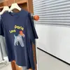 Camiseta de Manga Corta con Bordado de Perro de Dibujos Animados Estilo Coreano de Alta Resistencia para Mujer, Corte Holgado, Adelgazante, Tejido Cepillado, Hombro Normal, Camiseta Básica para Primavera