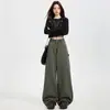 Pantalones de Mezclilla Caqui de Cintura Alta, Ajuste Delgado, Versátiles y de Caída Cómoda para Mujer