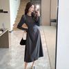 Suministro transfronterizo 2024 primavera y verano nuevo vestido elegante de moda casual cintura con cordón adelgazante vestido de manga larga