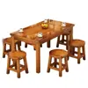 Mesas y Sillas de Madera Maciza Carbonizada para Hotel, Mesas y Sillas para Comida Rápida de Restaurante, Snacks para Tienda de Fideos, Combinación Comercial de Mesa y Silla para Comedor para Restaurante de Barbacoa y Olla Caliente