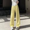 Pantalones de pierna recta con caída de alta gama, para principios de otoño, de cintura alta, corte ajustado, casuales, deportivos para mujer, corte holgado con forro polar A2781