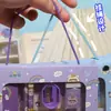 Conjunto Portátil de Desenho Animado com 6 Peças Dia das Crianças Presente de Aprendizagem Prêmios Presente de Acompanhamento Aluno do Ensino Fundamental Caixa de Presente para Papelaria terno