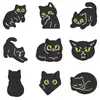Parches bordados únicos de gato negro estilo oscuro, varias poses de gatitos, para reparar agujeros en la ropa, insignias bordadas para mochilas