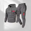 Conjunto Esportivo com Capuz e Cordão Moda Casual Europeu Unissex Estampa de Letras Paris