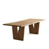 Mesa larga estilo vintage de madera maciza mesa de tablero grande mesa de comedor apartamento B&B color madera maciza mesa de comedor de madera maciza mesa de conferencias estilo Wabi-sabi