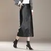 Falda de Cuero, Falda Midi Ajustada a la Cadera para Mujer, Nueva Moda Femenina Primavera 2026, Falda Lápiz Recta de Longitud Media con Abertura, Elegante y con Estilo