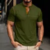 Ropa para hombre transfronteriza top con cuello Henry Amazon verano color liso media cremallera casual transpirable camiseta deportiva para hombre