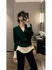 Suéter de Tricô Macio de Alta Qualidade, Super Estiloso e Elegante com Color-Blocking para Mulheres, Nova Coleção Outono e Inverno 2025, Lindo Top de Tricô que Afina a Cintura