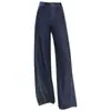 Jeans Retro de Pierna Ancha Estrecha Azul Oscuro para Mujer, Nuevos Pantalones Rectos de Cintura Alta de Moda Primavera/Verano 2026